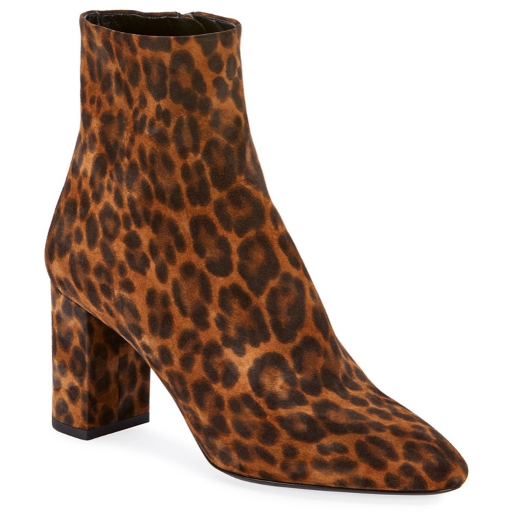 Saint Laurent Lou Leopard Zip Ankle Booties